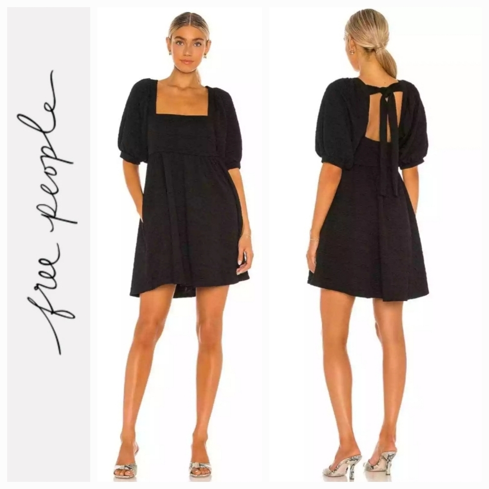 ❤️ NWOT! FREE PEOPLE BLACK VIOLET MINI DRESS W/ POCKETS, SMALL